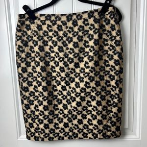 Ann Taylor Gold and Black Flower Print Skirt